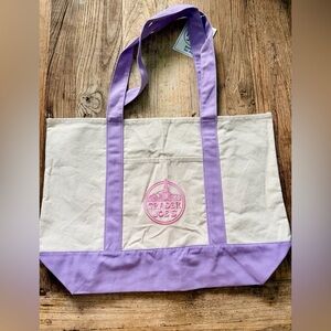 Trader Joe's Cream and Lavender Canvas Tote Bag